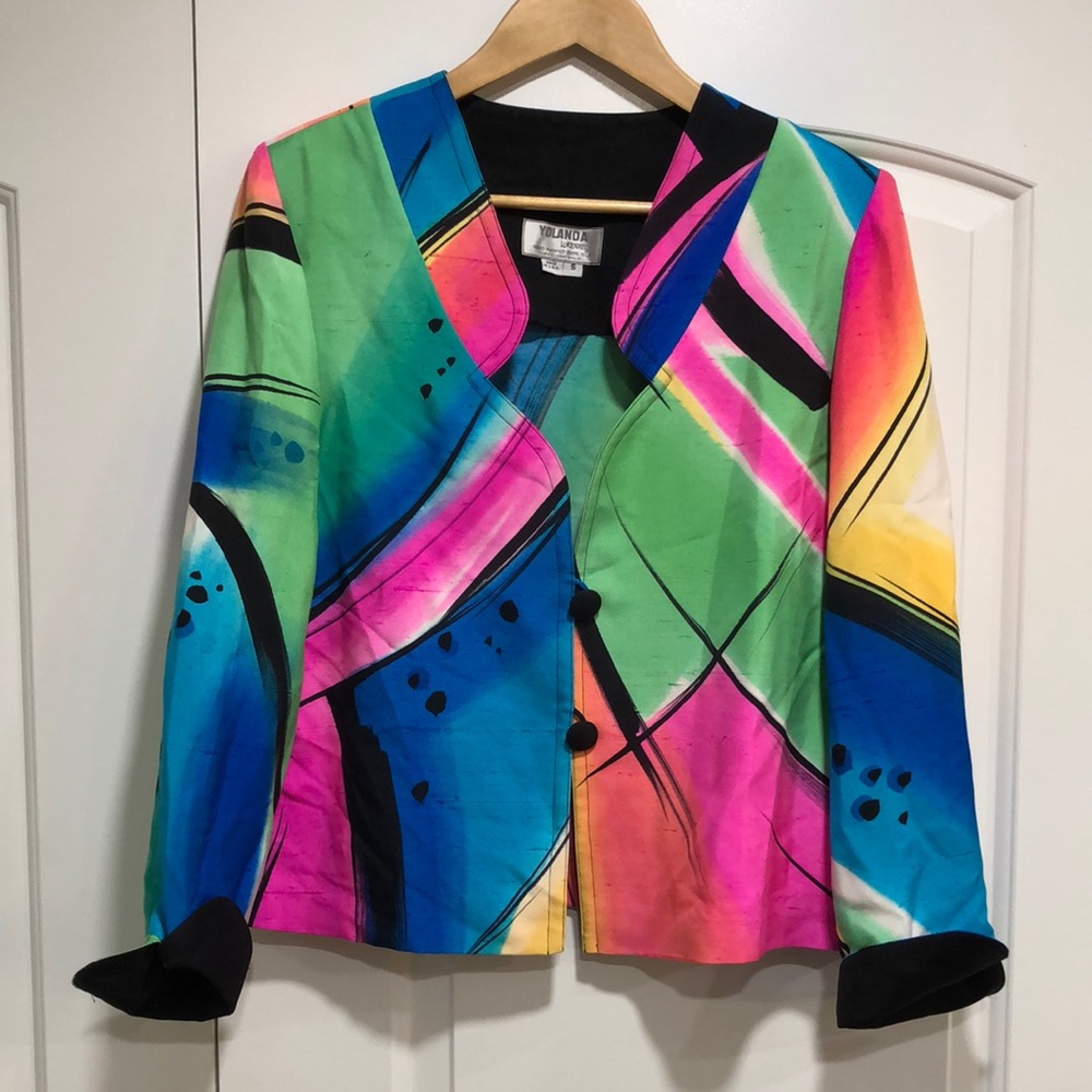 Vintage YOLANDA LORENTE Hand Painted 100% Silk Jacket